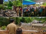 Bupati Michael Thungari saat Melihat Langsung Kondisi Rumah Warga yang roboh di kampung Simueng Kecamatan Tabukan Selatan (Foto.ist)